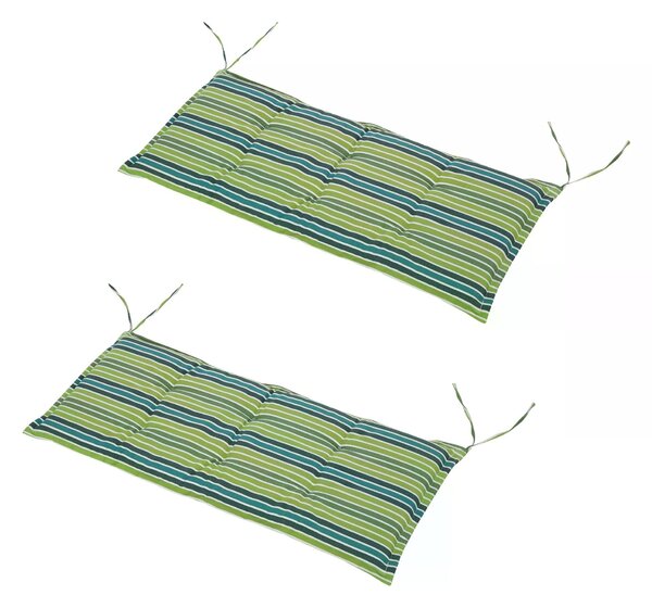 Outsunny Rattan Seating Ensemble: Striped Polyester Cushions for Alfresco Lounging, Set of 2, Verdant Hue Aosom UK