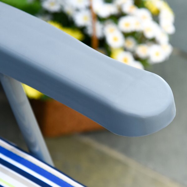 Outsunny Set of 2 Garden Sun Lounger Outdoor Reclining Seat Cushioned Seat Foldable Adjustable Recliner Blue and White Aosom UK