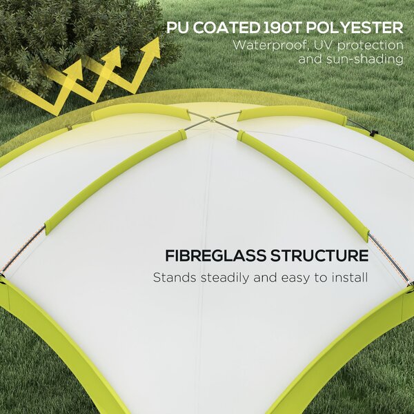 Outsunny Large Camping Gazebo 3.5x3.5M, Outdoor Dome Event Shelter, Garden Sun Shade, Patio Arc Pavilion, Green