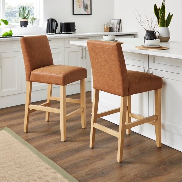 Oakley Counter Height Bar Stool, Tan Faux Leather