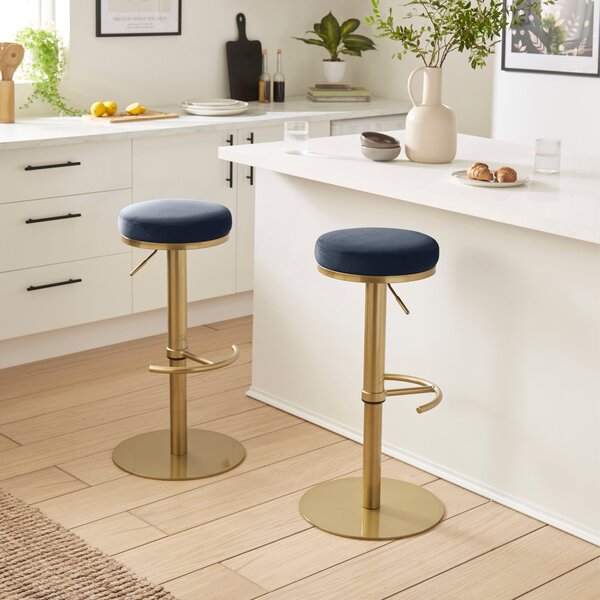 Jesper Adjustable Height Bar Stool, Velvet