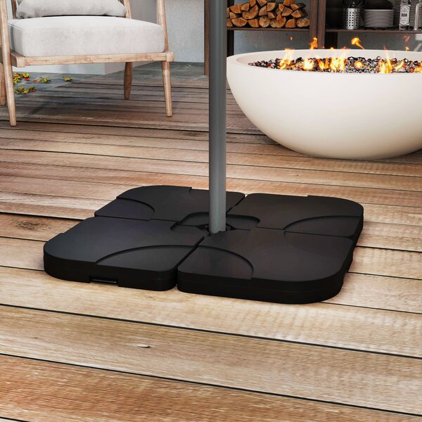 Outsunny 4 pc Parasol Base Heavy Duty Plastic Umbrella Weight Base-Black Aosom UK