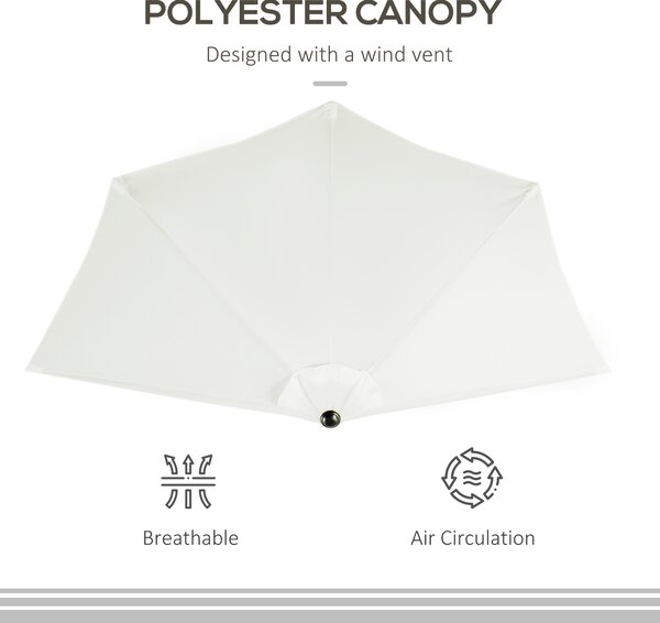 Outsunny 2.7m Balcony Half Parasol 5 Steel Ribs Construction Garden Outdoor Umbrella Cream White Aosom UK