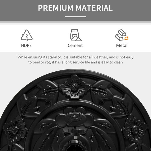 Outsunny Half Round Parasol Base Weighted Umbrella Holder Stand Balcony Black Aosom UK