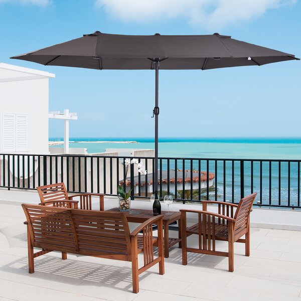 Outsunny Waterproof 4.6m Garden Parasol Double-Sided Sun Umbrella Patio Market Shelter Canopy Shade Outdoor Grey - NO BASE Aosom UK