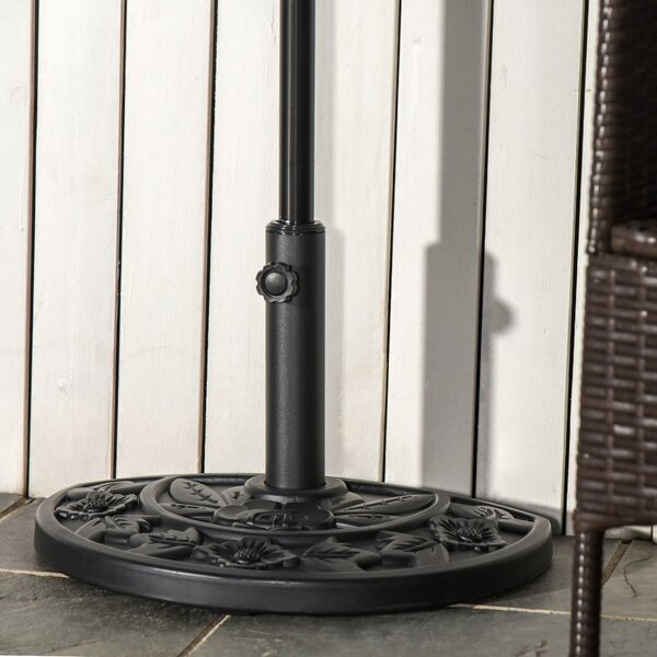 Outsunny Half Round Parasol Base Weighted Umbrella Holder Stand Balcony Black Aosom UK