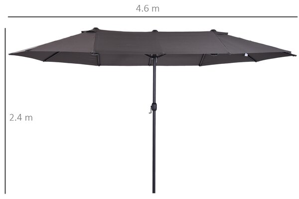Outsunny Waterproof 4.6m Garden Parasol Double-Sided Sun Umbrella Patio Market Shelter Canopy Shade Outdoor Grey - NO BASE Aosom UK