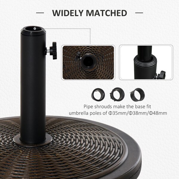 Outsunny Cantilever Parasol Base: Sturdy Cement Stand for Offset Patio Umbrellas, Fits 35mm/38mm/48mm Poles, Jet Black Aosom UK
