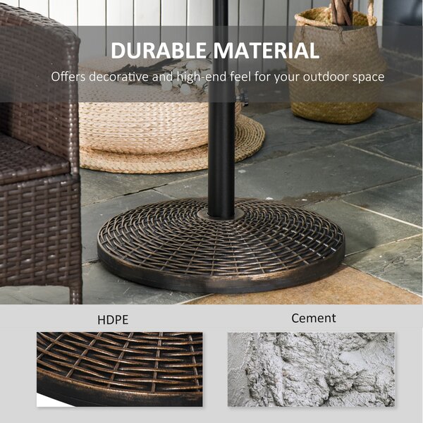Outsunny Patio Parasol Base: Weighted 25kg Stand for Outdoor Umbrellas, Weather-Resistant, Jet Black Aosom UK