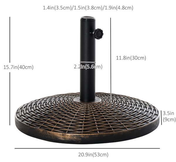 Outsunny Patio Parasol Base: Weighted 25kg Stand for Outdoor Umbrellas, Weather-Resistant, Jet Black Aosom UK
