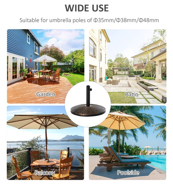 Outsunny Patio Parasol Base: Weighted 25kg Stand for Outdoor Umbrellas, Weather-Resistant, Jet Black Aosom UK