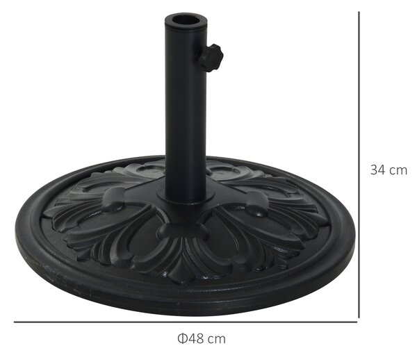 Outsunny Round Parasol Base, Heavy Duty Cement Umbrella Stand with Adjustable Coupler for Outdoor & Garden Aosom UK