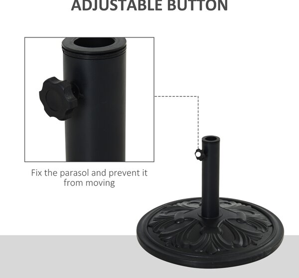 Outsunny Round Parasol Base, Heavy Duty Cement Umbrella Stand with Adjustable Coupler for Outdoor & Garden Aosom UK