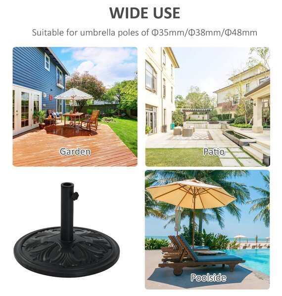 Outsunny Round Parasol Base, Heavy Duty Cement Umbrella Stand with Adjustable Coupler for Outdoor & Garden Aosom UK