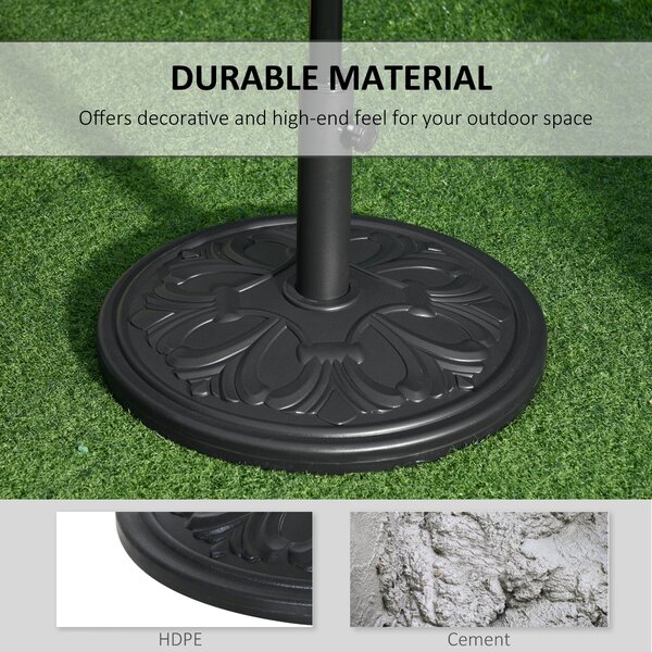 Outsunny Round Parasol Base, Heavy Duty Cement Umbrella Stand with Adjustable Coupler for Outdoor & Garden Aosom UK