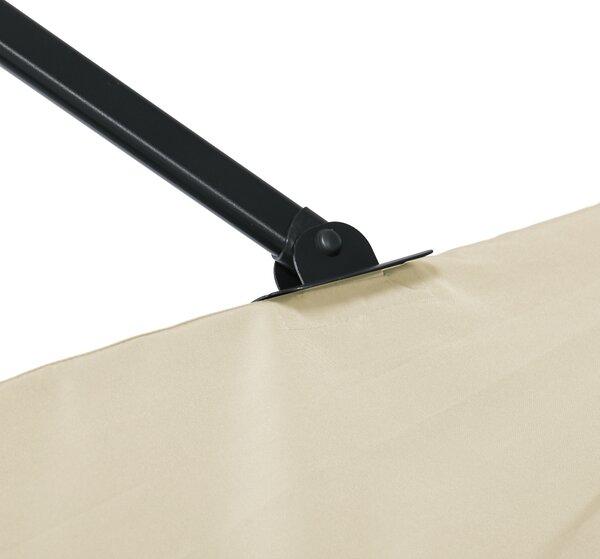 Outsunny 2.5 x 2.5m Patio Offset Parasol Umbrella Cantilever Hanging Aluminium Sun Shade Canopy Shelter 360° Rotation w/Crank Handle, Cream White