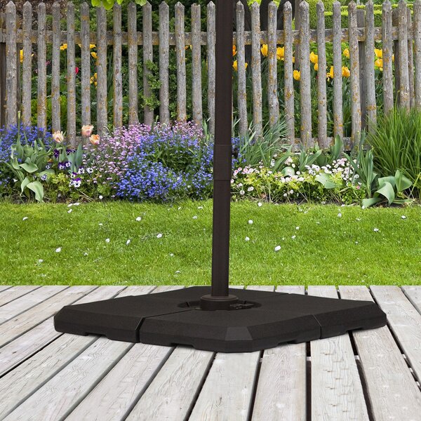 Outsunny HD Polyethylene Sand or Water Fillable Parasol Base Black Aosom UK