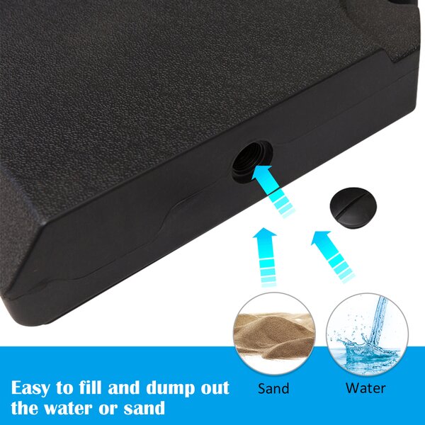 Outsunny HD Polyethylene Sand or Water Fillable Parasol Base Black Aosom UK