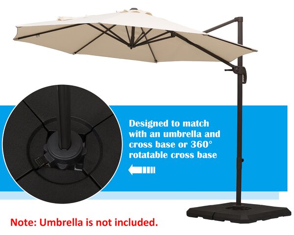 Outsunny HD Polyethylene Sand or Water Fillable Parasol Base Black Aosom UK