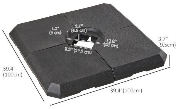 Outsunny HD Polyethylene Sand or Water Fillable Parasol Base Black Aosom UK
