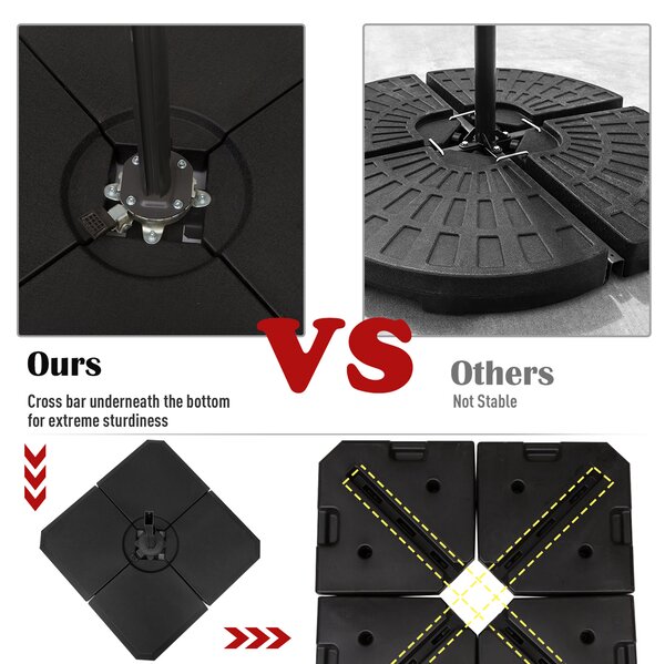 Outsunny HD Polyethylene Sand or Water Fillable Parasol Base Black Aosom UK