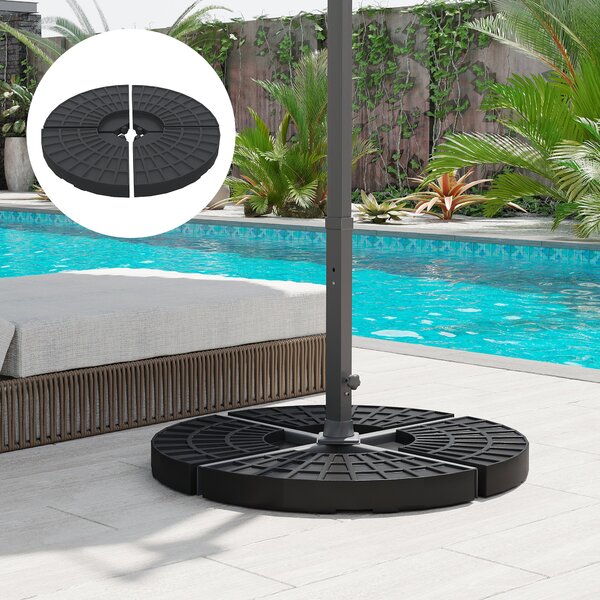 Outsunny 4 PCs Portable Round Parasol Base Umbrella Cross Stand Weights Holder Sand or Water Filled Outdoor Garden Patio Aosom UK