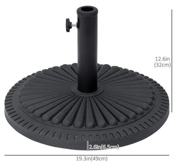 Outsunny Garden 15kg Round Parasol Base Cement Outdoor Umbrella Weight Stand Black Aosom UK