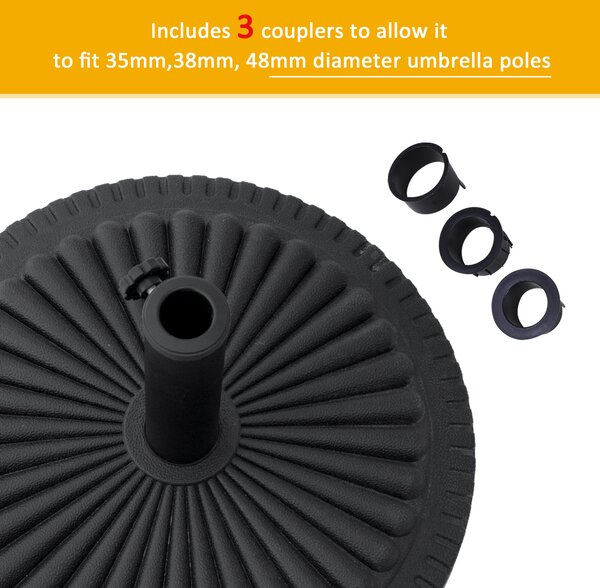 Outsunny Garden 15kg Round Parasol Base Cement Outdoor Umbrella Weight Stand Black Aosom UK