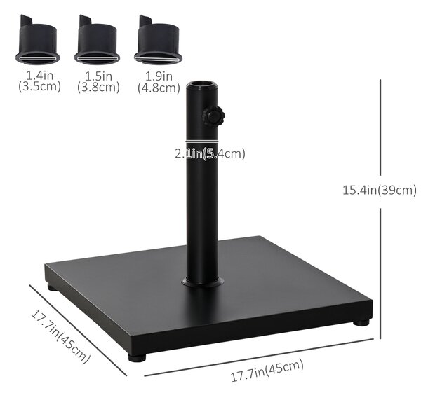 Outsunny Square Parasol Base, Steel Stand with Adjustable Knob, Sturdy Umbrella Holder, Black