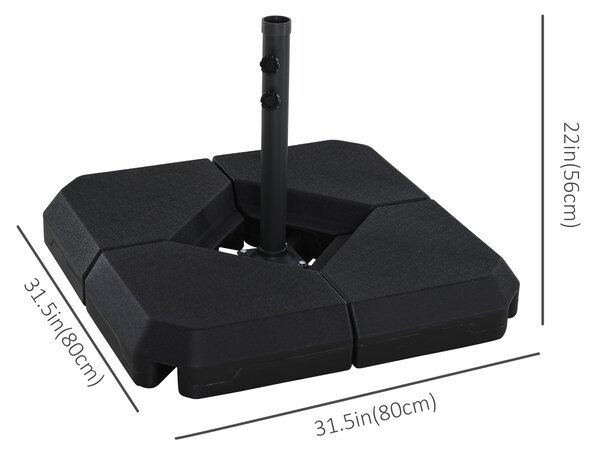 Outsunny Parasol Base: 4-Piece Fillable Steel Cross Stand for Garden Umbrellas, Sand/Water Fillable, Black Aosom UK