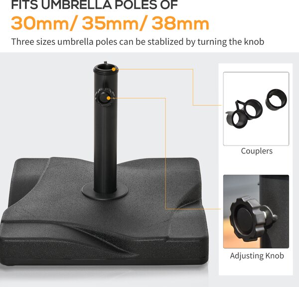 Outsunny Cement Parasol Base: Durable Umbrella Weight Stand, Sleek Black Design Aosom UK