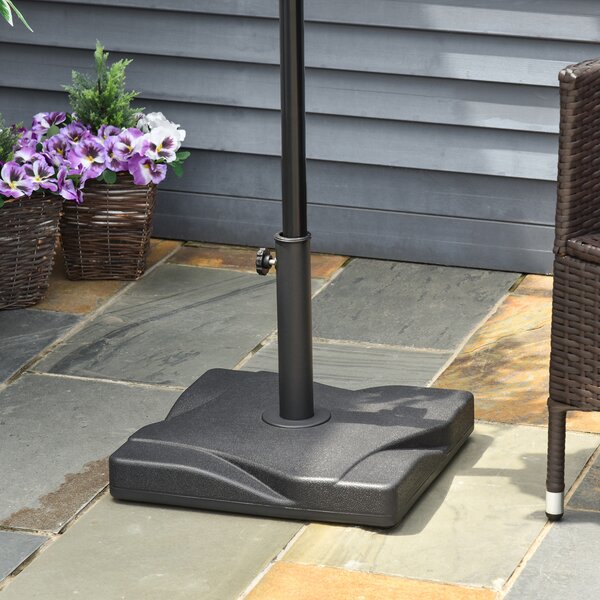Outsunny Cement Parasol Base: Durable Umbrella Weight Stand, Sleek Black Design Aosom UK