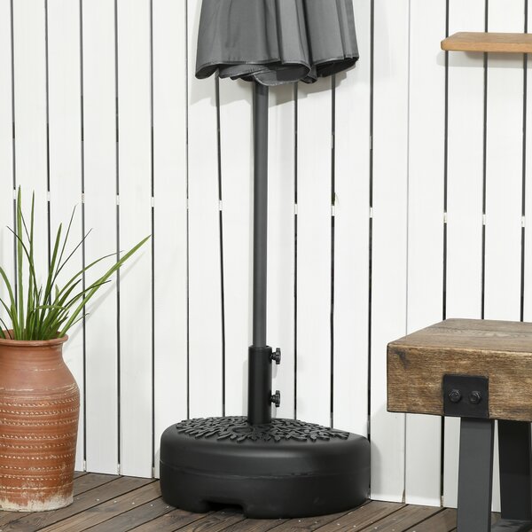 Outsunny Half Round Umbrella Base, Half Patio Parasol Stand Holder for Deck, Garden, Fit 3.8 cm or 4.8 cm Pole, Black Aosom UK