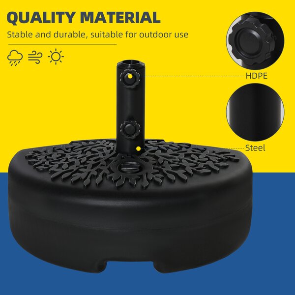 Outsunny Half Round Umbrella Base, Half Patio Parasol Stand Holder for Deck, Garden, Fit 3.8 cm or 4.8 cm Pole, Black Aosom UK