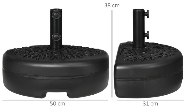 Outsunny Half Round Umbrella Base, Half Patio Parasol Stand Holder for Deck, Garden, Fit 3.8 cm or 4.8 cm Pole, Black Aosom UK