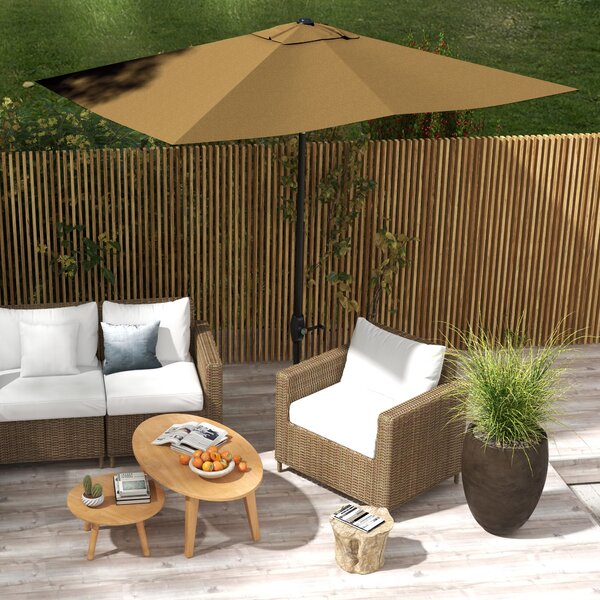 Outsunny 2 x 3(m) Garden Parasol Umbrella, Rectangular Outdoor Market Umbrella Sun Shade w/ Crank, Push Button Tilt, 6 Ribs, Aluminium Pole Aosom UK