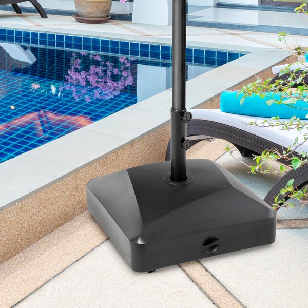 Outsunny Garden Parasol Base Holder, 43kg Water or 60kg Sand Filled, Outdoor Market Umbrella Stand Weight with Wheels and Brakes, Black Aosom UK