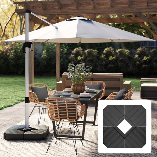 Outsunny Cantilever Parasol Base Weights, Set of 4, Heavy Duty, Suitable for 80kg Sand or 60kg Water, Black