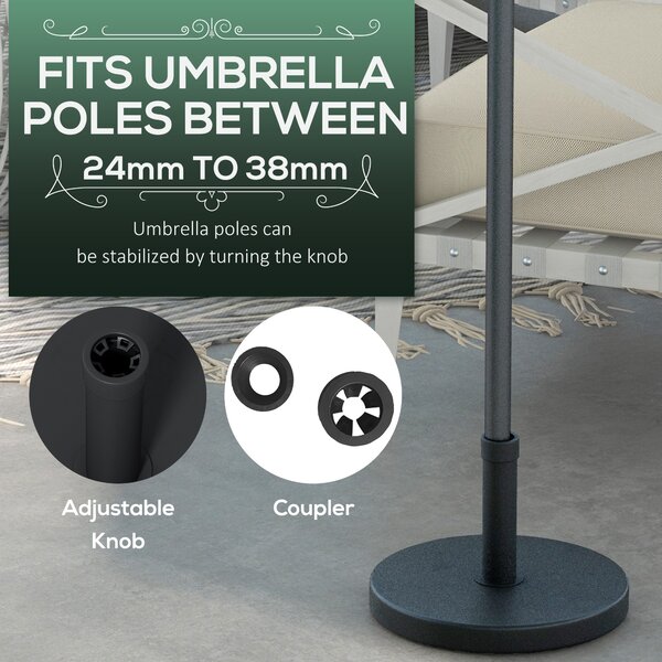 Outsunny 15kg Concrete Parasol Base: Heavy-Duty Rattan-Effect Stand for Outdoor Umbrellas, 46.5cm, Granite Grey Aosom UK