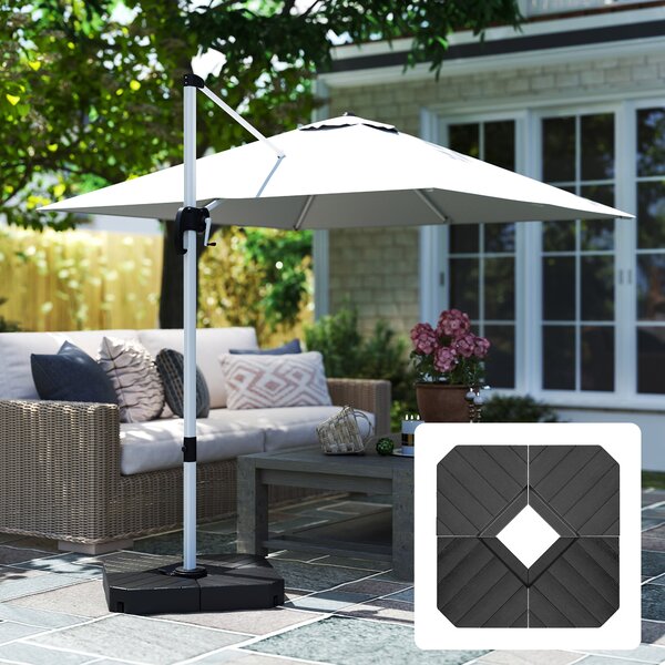 Outsunny Cantilever Parasol Base Weights, Set of 4, Heavy Duty, Suitable for 80kg Sand or 60kg Water, Black