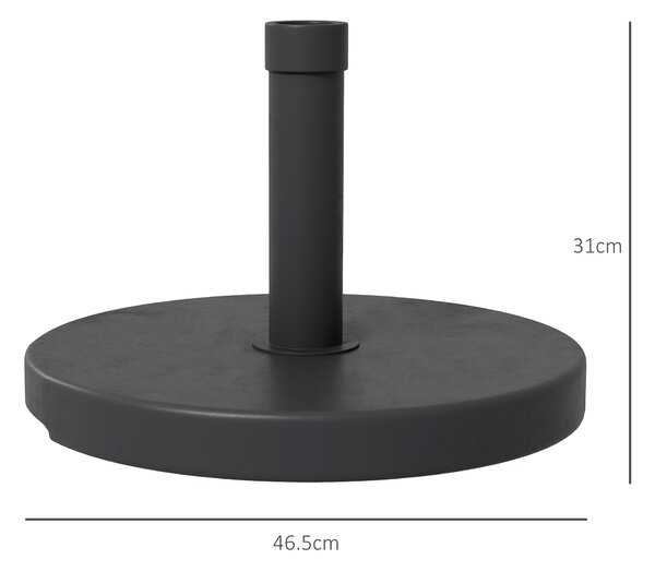 Outsunny 15kg Concrete Parasol Base: Heavy-Duty Rattan-Effect Stand for Outdoor Umbrellas, 46.5cm, Granite Grey Aosom UK