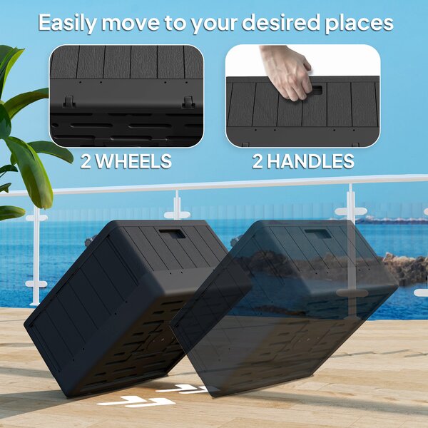 Outsunny Garden Parasol Base Outdoor Umbrella Stand with Wheels Handles, Filled Up to 80kg with Stand or 50kg with Water for Deck Poolside, Black