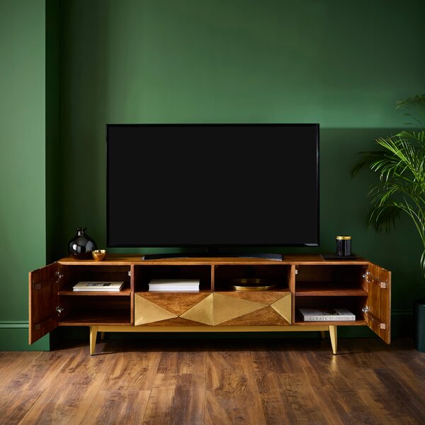 Zadie Extra Wide TV Unit for TVs up to 80", Mango Wood