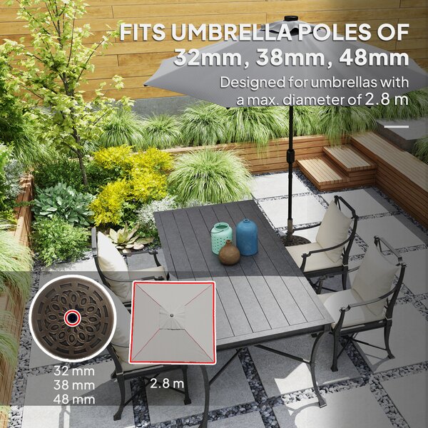 Outsunny 21kg Resin Garden Parasol Base with Wheels, Round Umbrella Stand for 34, 38, 48 mm Umbrella Poles for Deck Poolside, Bronze Tone