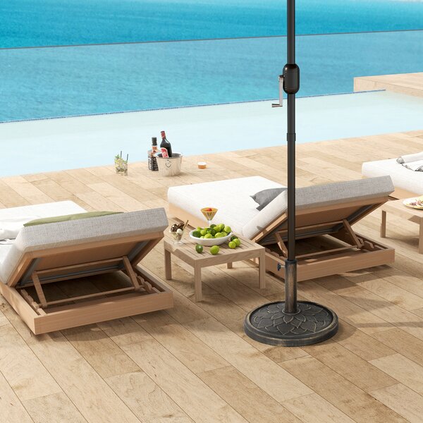 Outsunny 12kg Resin Garden Parasol Base, Heavy Duty Sun Umbrella Base for 32, 38, 48 mm Umbrella Poles for Deck Poolside, Bronze Tone
