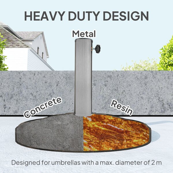 Outsunny 12kg Resin Garden Parasol Base, Heavy Duty Sun Umbrella Base for 32, 38, 48 mm Umbrella Poles for Deck Poolside, Bronze Tone