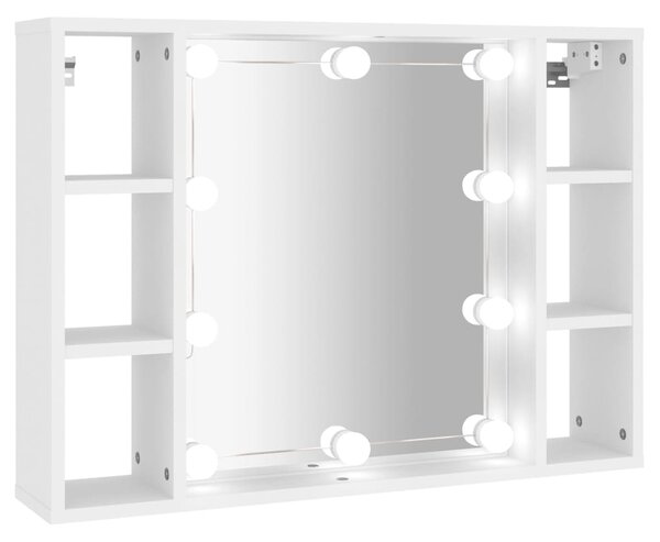 Mirror Cabinet with LED White 76x15x55 cm