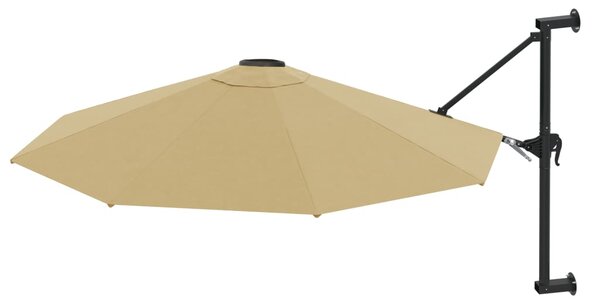 Wall-Mounted Garden Parasol with Metal Pole 300 cm Taupe