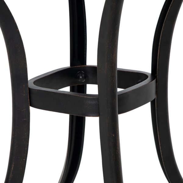 Outsunny Cast Aluminium Bistro Table, Outdoor Square Side Table with Umbrella Hole, Garden Table for Balcony, Bronze Tone
