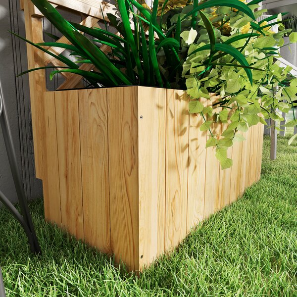 Outsunny 52L Wooden Planter, with Trellis and Shelves - Nature Wood Finish